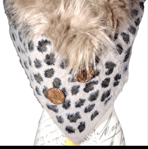 Faux Fur & Leopard Print Collar Wrap Scarf NWT - Picture 2 of 5